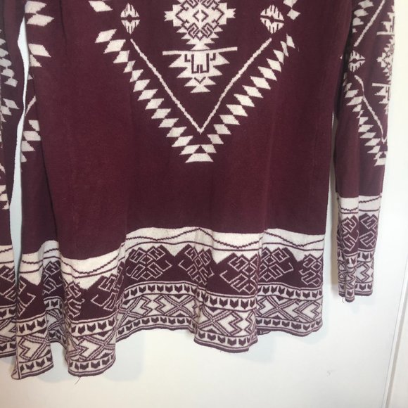 Pink Republic Burgundy/cream Aztec design Sweater Size S - Picture 7 of 11